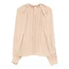Ferragamo Gathered Long-sleeve Blouse In Neutral
