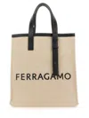 Ferragamo Salvatore  Tote Bag With Logo In Sand