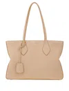 Ferragamo Medium Pebbled Tote Bag With Top Handles In Beige