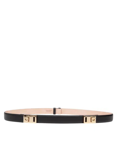 FERRAGAMO SALVATORE FERRAGAMO TREATED CALFSKIN AND NUBUCK BELT