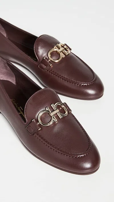 Pre-owned Ferragamo Salvatore  Trifoglio Green Tan Marroon Suede Or Leather Loafers In Maroon