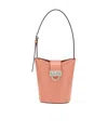 Ferragamo Pastel Light Blue Leather Bucket Bag In Pink
