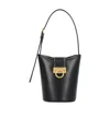 Ferragamo Structured Calfskin Bucket Bag In Black