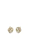 Ferragamo Triple Gancini Hoop Earrings Gemstone Embellishments In Brown