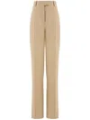 Ferragamo Woman Linen Blend Tailored Trouser In Grey