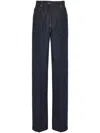Ferragamo Straight Leg Denim Trousers In Navy