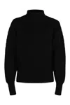 Ferragamo Ribbed Texture Wool Turtleneck Sweater In Black