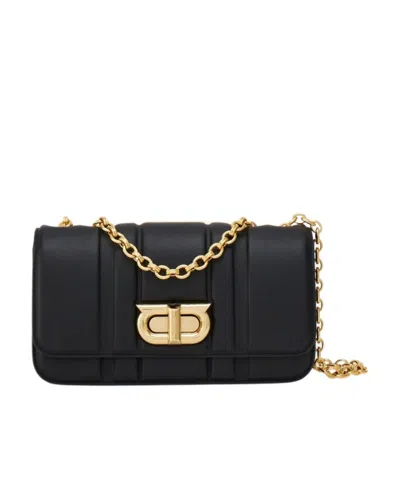 Ferragamo Salvatore  Twist Lock Chain-linked Shoulder Bag In Black