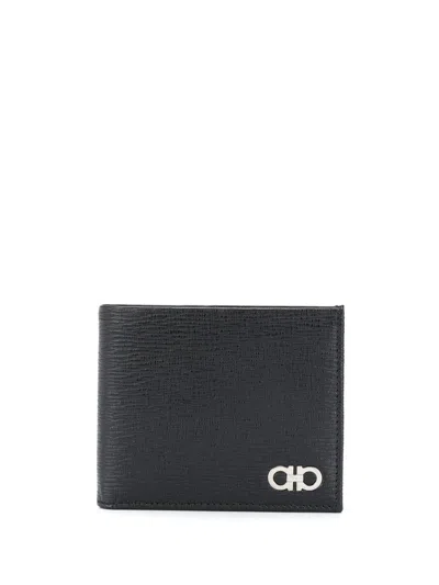 Ferragamo Salvatore  Two-tone Bi-fold Leather Wallet Accessories In Black