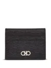Ferragamo Salvatore  Two-tone Gancini Card Holder Accessories In Black