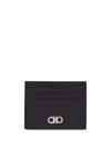Ferragamo Men Gancini Leather Card Case In Black
