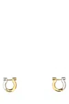Ferragamo Two-tone Design Metal Hoop Earrings In Gold