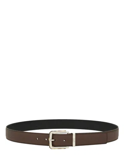 Ferragamo Salvatore  Two-tone Reversible Belt With Tortoiseshell Resin Edge Buckle Accessories In Brown