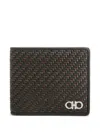 Ferragamo Woven Leather Bi-fold Wallet In Black