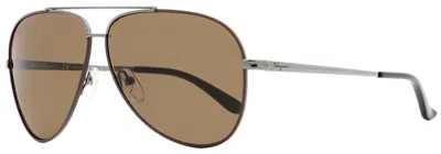 Ferragamo Salvatore  Unisex Sunglasses Sf131s 067 Gunmetal/cocoa 60mm In Multi