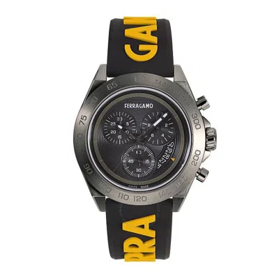 Ferragamo Salvatore  Men's Swiss Chronograph Urban Yellow & Black Silicone Strap Watch 43mm In Two Tone  / Black / Gray