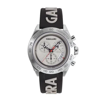 Ferragamo Salvatore  Men's Swiss Chronograph Urban Gray & Black Silicone Strap Watch 43mm In Black / Grey / Silver