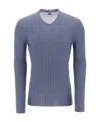 Ferragamo Salvatore  Ribbed-knit Sweater In Blue
