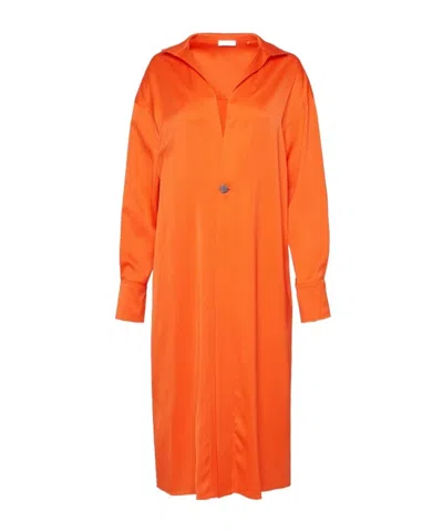 Ferragamo Salvatore  V-neck Shirt Dress In Orange