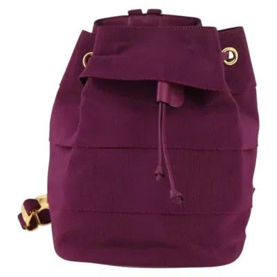Pre-owned Ferragamo Salvatore  Vala Backpack Canvas Purple Canvas Backpack Bag ()