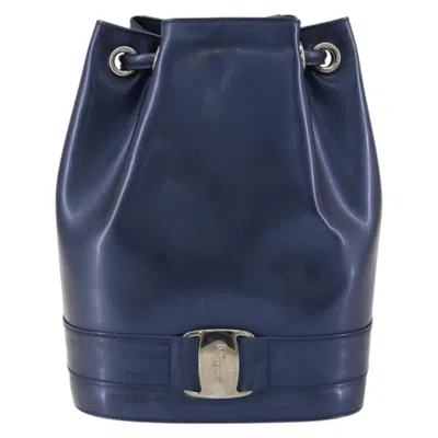 Pre-owned Ferragamo Salvatore  Vala Patent Leather Navy Patent_leather Backpack Bag ()