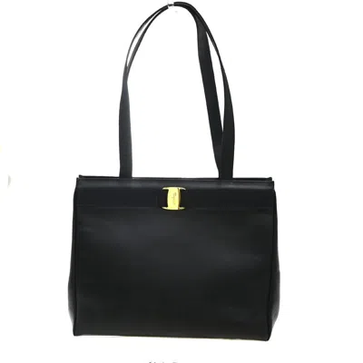Pre-owned Ferragamo Salvatore  Vala Tote Leather Black Leather Tote Bag Bag ()