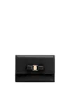 Ferragamo 'vara' Black Card-holder With Engraved Logo And Vara Bow In Black
