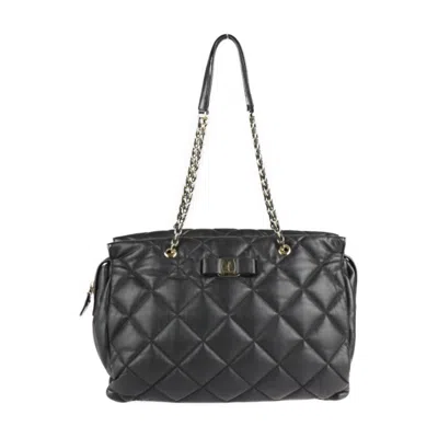 Pre-owned Ferragamo Salvatore  Vara Black Leather Handbag Shopping Bag Shoulder Bag Tote Bag ()