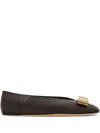 Ferragamo Vara Bow-detail Ballet Flats In Brown