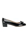 Ferragamo Vara Bow-embellished Patent-leather Pumps In Black