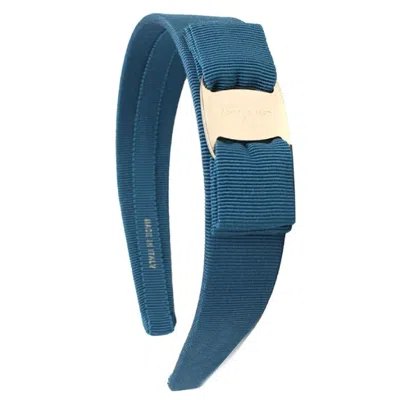 Ferragamo Salvatore  Vara Bow Grosgrain Headband In Blue