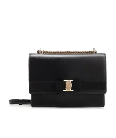 Ferragamo Salvatore  Vara Bow Medium Shoulder Bag In Black