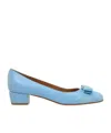 Ferragamo Kitten Heel Pumps In Blue