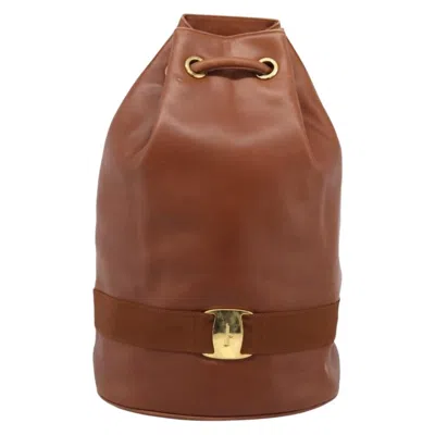 Pre-owned Ferragamo Salvatore  Vara Bucket Leather Brown Leather Backpack Bag ()