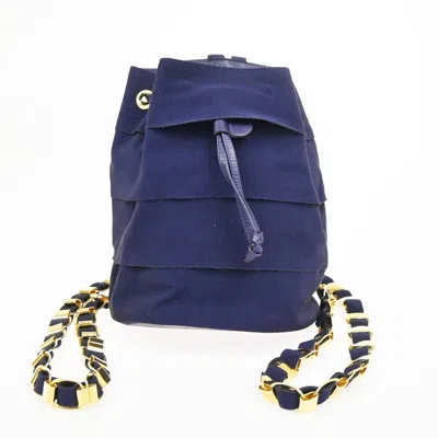 Pre-owned Ferragamo Salvatore  Vara Chain Canvas Purple Canvas Backpack Bag ()