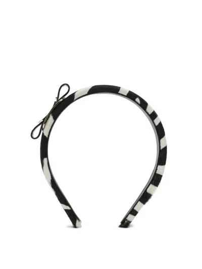 Ferragamo Salvatore  "vara" Headband In Pony Skin In Black