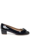 Ferragamo Vara Bow-embellished Patent-leather Pumps In Black