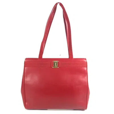 Pre-owned Ferragamo Salvatore  Vara Red Color Leather Shoulder Bag Tote Bag ()