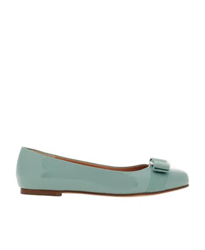Ferragamo Salvatore  Varina Bow Detailed Ballerinas In Green