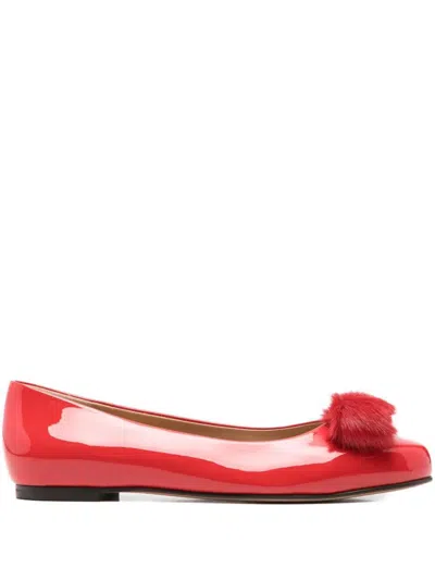 FERRAGAMO SALVATORE FERRAGAMO VARINA FUR PATENT LEATHER BALLET FLATS BALLET FLATS. SHOES