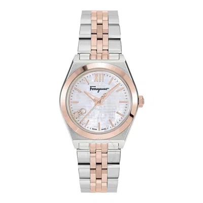 Ferragamo Salvatore  Vega New Quartz White Mother Of Pearl Dial Ladies Watch Sfkj00323 In Mother Of Pearl/pink/white/two Tone/silver Tone/rose Gold Tone/gold Tone