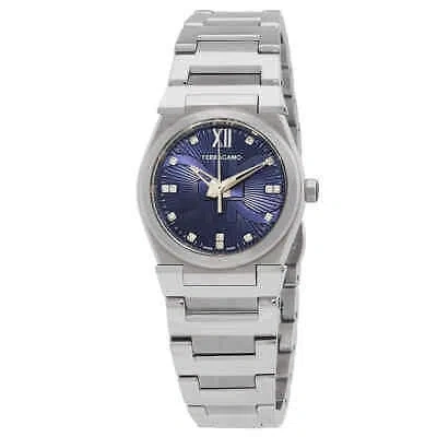 Pre-owned Ferragamo Salvatore  Vega Quartz Diamond Blue Dial Ladies Watch Sfyg00823