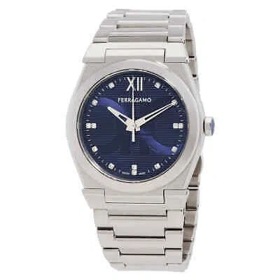 Pre-owned Ferragamo Salvatore  Vega Quartz Diamond Blue Dial Men's Watch Sfyf01023