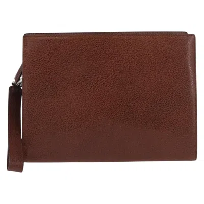 Pre-owned Ferragamo Salvatore  Vintage Clutch Bag Leather Brown Leather Clutche & Pouche Bag ()