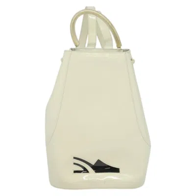 Pre-owned Ferragamo Salvatore  Vintage Gancini Backpack Patent Leather White Patent_leather Backpack Bag (pre-o