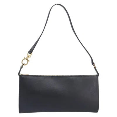 Pre-owned Ferragamo Salvatore  Vintage Gancini Pochette Leather Black Leather Clutche & Pouche Bag ()