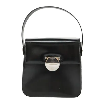 Pre-owned Ferragamo Salvatore  Vintage Top Handle Leather Black Leather Handbag ()