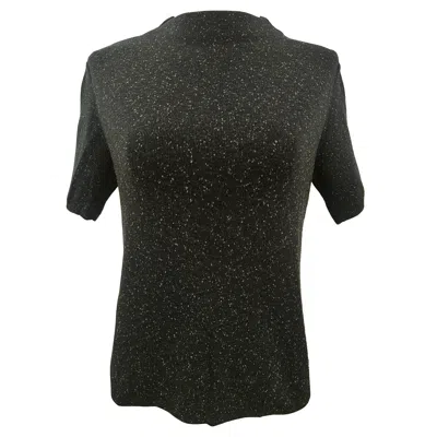 Pre-owned Ferragamo Salvatore  Vintage Women's Wool T-shirt, Size M, Circa 1990s In Black