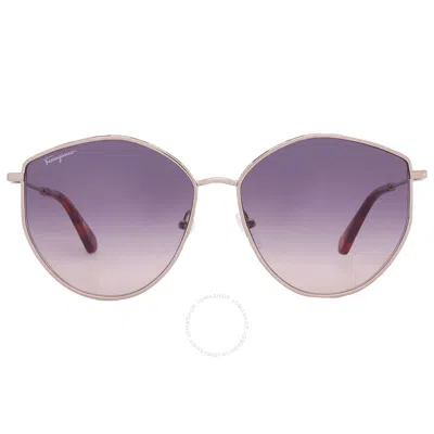Ferragamo Salvatore  Violet Gradient Irregular Ladies Sunglasses Sf264s 754 60 In Gold