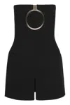 Ferragamo Pure Wool Mini Dress With Tulle Insert In Black